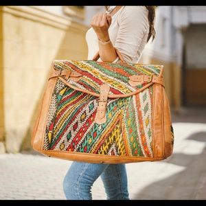 Jumbo weekender bag.  Handmade leather boho style.  Used once